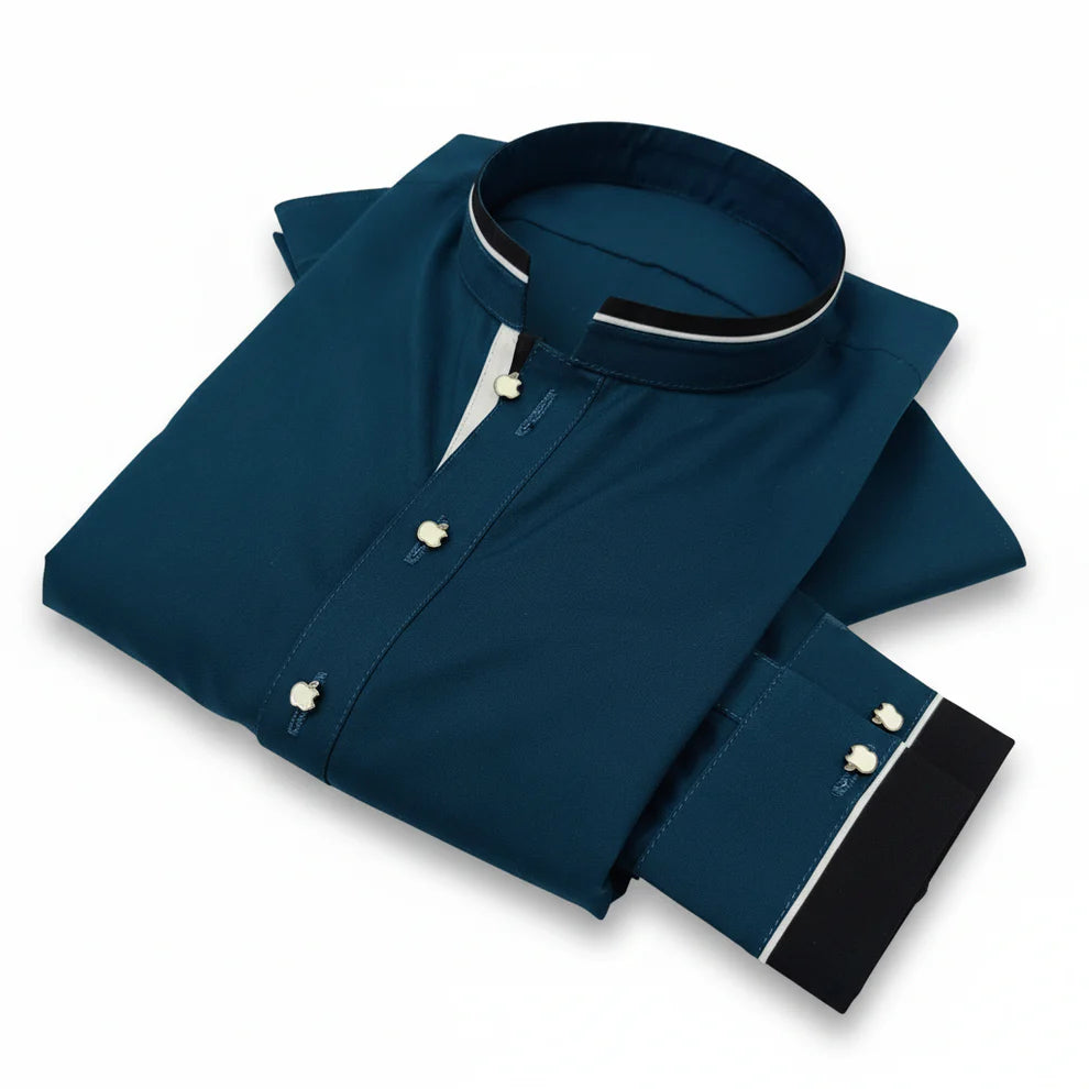 Teal Blue Color Premium Shalwar Kameez Design with Balck and white Contrast