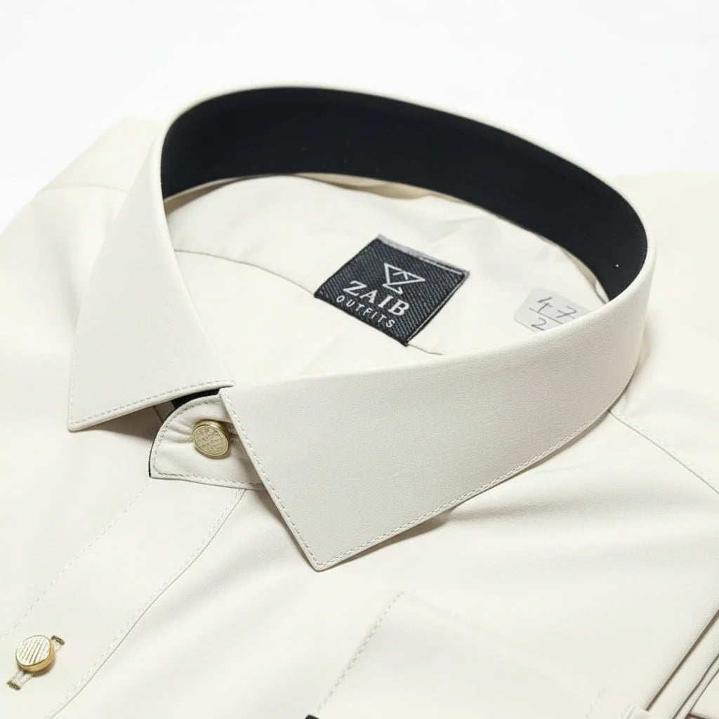 Premium Quality off white Stitched Suit in Wash & Wear Stuff