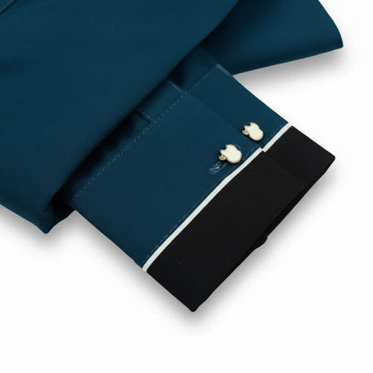 Teal Blue Color Premium Shalwar Kameez Design with Balck and white Contrast